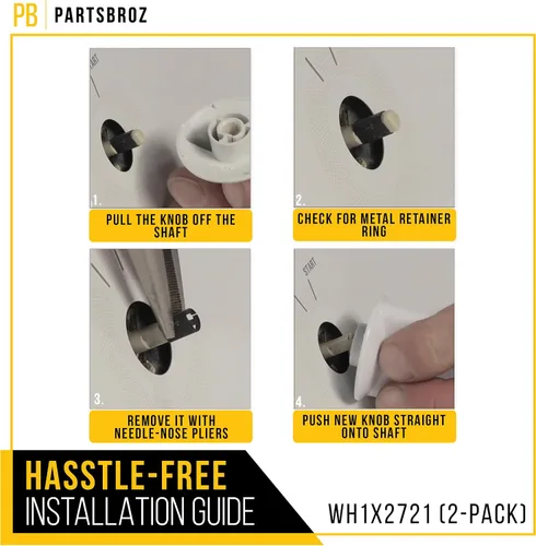 Miniatura 6 de PartsBroz Pomo de secadora con clip WH1X2721 (paquete de 2) para GE General Electric Hotpoint Lavadora Selector Knob PS271094 AP2044893 WE01X10033