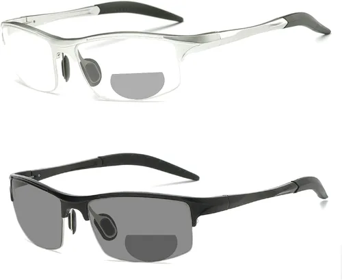 Gafas de lectura bifocales fotocromáticas de transición para hombres y mujeres, gafas de sol cuadradas para ciclismo, deportes, lectores 0 ~+4.00