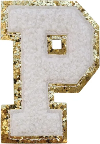 Miniatura 99 de SPRT - Parches de letras de chenilla universitaria con purpurina, parche de letras blancas para planchar con letras del alfabeto para disfraz