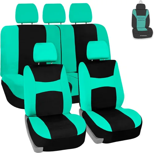 Miniatura 39 de Juego de funda para asiento bolsas de aire de tela negra ligera y fresca FH Group FH-FB030115-SEAT lista para separar; se ajusta a la mayoría de Rosa