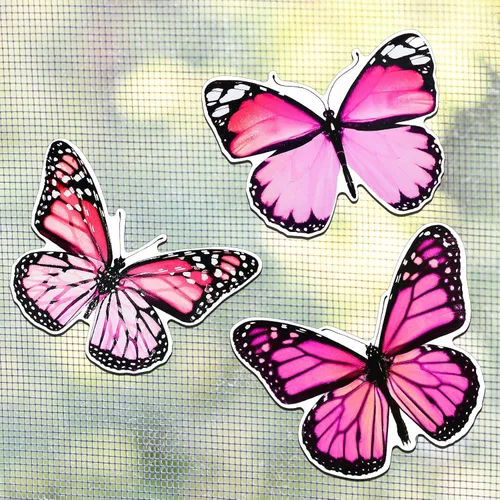Miniatura 10 de 6 imanes de mariposa para puerta, imanes flexibles de doble cara, protectores decorativos para puertas corredizas que evitan que personas y mascotas
