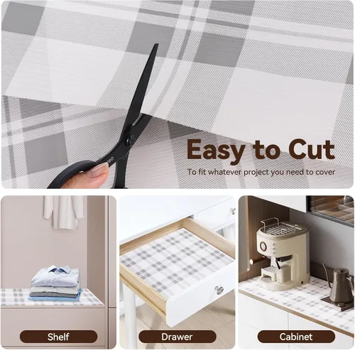 Miniatura 5 de Revestimiento de estante de cajón para armarios de cocina, papel antideslizante no adhesivo, fácil de limpiar, agarre fuerte, grueso, impermeable