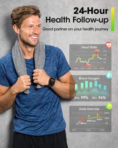 Miniatura 2 de Reloj inteligente para hombres y mujeres Fitness: 1.83 "Fitness Tracker con Blutooth Call 24/7 Frecuencia cardíaca SpO2 Monitor de sueño IP68