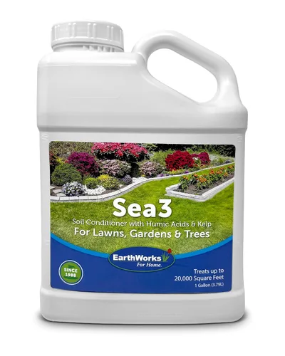 EarthWorks for Home Sea3 - Acondicionador de suelo | Fertilizante líquido orgánico con ácidos húmicos, algas y melaza para céspedes más saludables,