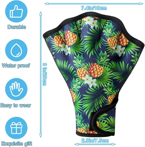 Miniatura 2 de Honoson 2 pares de guantes de natación para mujer, guantes aeróbicos acuáticos, resistencia al agua, malla para hombres y mujeres, unisex