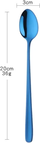 Miniatura 6 de Buyer Star Juego de 8 cucharas coloridas de mango largo de 7.87 pulgadas, juego de cucharas de té de hielo multicolor de acero inoxidable 18/10