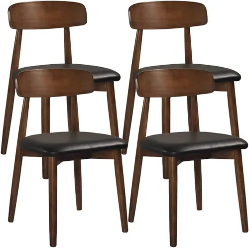 Miniatura 30 de YVYKFZD Solid Wood Dining Chairs, Armless Dining Room Chair Set, Leather Upholstered Kitchen Chairs, Comfy Side Chair with Curved Back, for