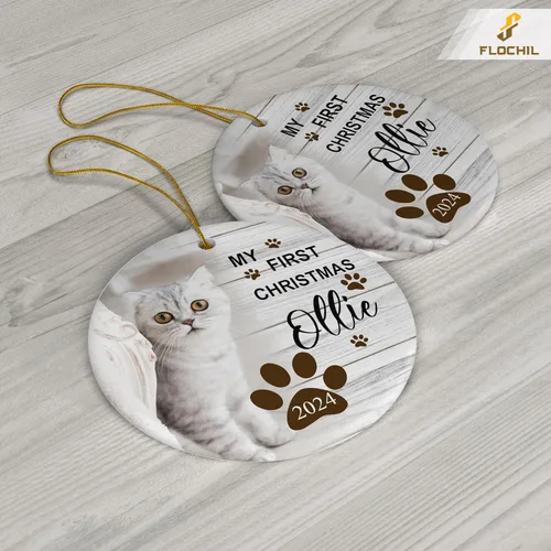 Miniatura 2 de FLOCHIL Adornos de Navidad Personalizados para Gatos Adornos de Navidad Personalizados con Foto y Nombre para Árboles de Navidad, Adornos de Navidad
