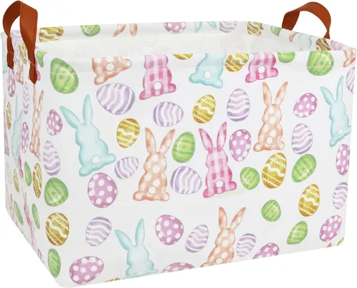 Miniatura 15 de Cestas de Pascua de dinosaurio grandes para niños, cesta de Pascua personalizada para bebé, color azul, decoración de primavera para niños