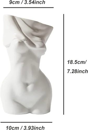 Miniatura 5 de AETVRNI Jarrón de cuerpo femenino para centros de mesa bohemios de decoración del hogar, jarrón de cerámica blanca para decoración de baño, A