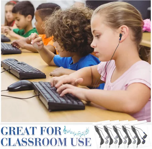 Miniatura 5 de Kanayu Paquete de 100 auriculares con cable a granel para aulas, auriculares básicos para estudiantes, sin micrófono, con conector de 0.138 in
