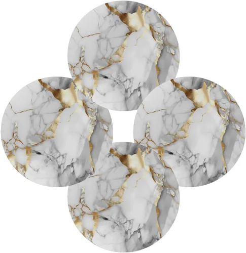 Miniatura 7 de Round Placemats Set of 1, White Golden Marble Pattern Heat Resistant Washable Place Mats Table Mat for Kitchen Dining Party