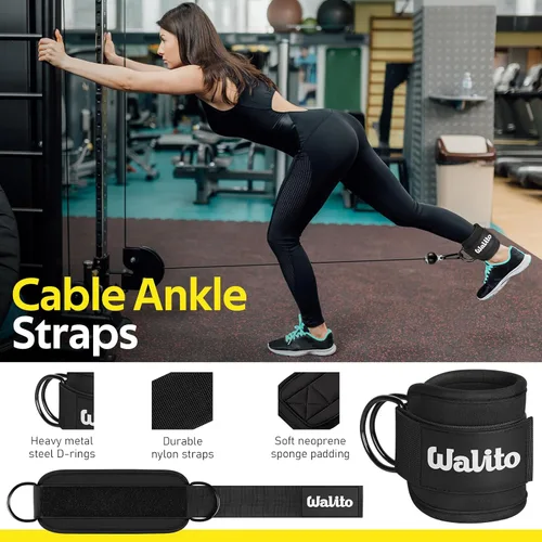 Miniatura 6 de WALITO 8Pcs Barbell Pad Set for Hip Thrust - Squat Pad,Gym Accessories for Women with Bar Bad,Bench Press, with Gym Ankle Straps,Resistance Bands