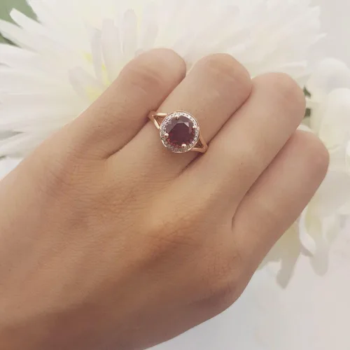 Miniatura 194 de Dazzlingrock Collection Anillo de compromiso redondo de 0.276 in con halo de diamante blanco y vástago dividido para ella en oro macizo de 14