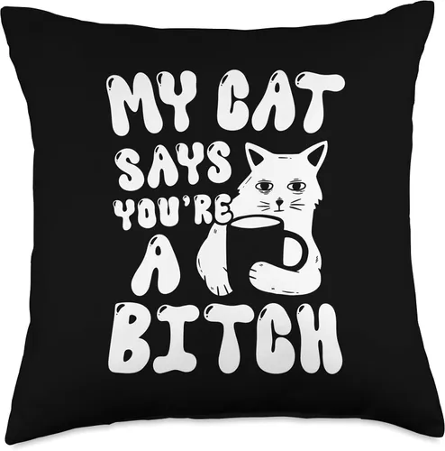 Miniatura 5 de Coffee Cat Attitude My Cat Says You're A Bitch - Almohada divertida de gato