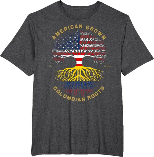 Miniatura 60 de Camiseta de regalo con la bandera de Estados Unidos con árbol de raíces colombianas