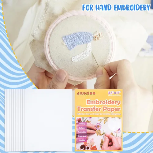 Miniatura 6 de JIUHSHN Estabilizador de bordado soluble en agua, 12 hojas de 8.5 x 11 pulgadas, papel de transferencia autoadhesivo imprimible para pegar y puntar