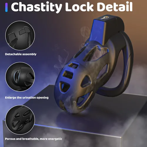 Miniatura 4 de Yivans Jaula de castidad masculina, jaula ligera de castidad para el cuerpo, resina segura para el cuerpo+jaula de pene ABS para hombres con anillo