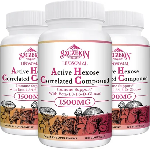 Miniatura 12 de Suplemento correlacionado de hexosa activa liposomal de 1500 mg, 120 geles blandos beta-glucanos con extracto de hongos naturales, sistema