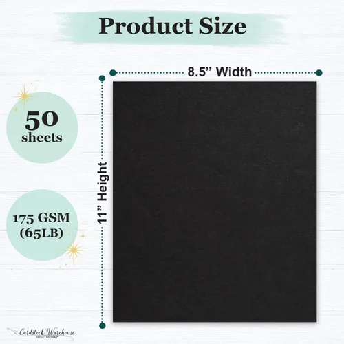 Miniatura 2 de Cardstock Warehouse Papel de Cartulina Pop-Tone Negro Licor de Anis – 50 Hojas, 8.5 x 11" - 65 lb / 175 GSM Cartulina Negra Premium para Corte