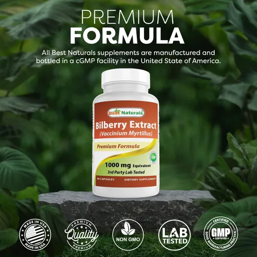 Miniatura 5 de Best Naturals Extracto de arándano cápsula de 1000 mg (sin OGM) apoya una visión saludable, 90