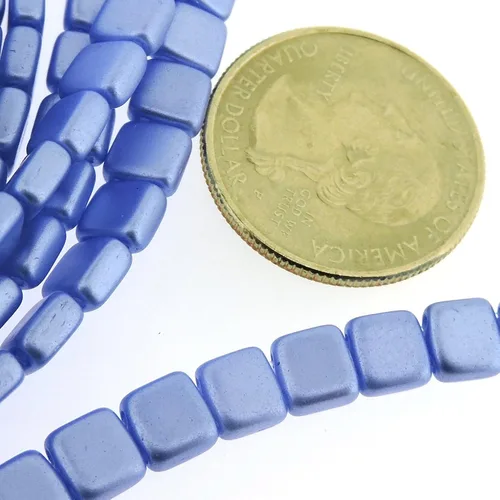 Miniatura 2 de Czechmate - Cuentas de cristal cuadrado checo de 2 agujeros para azulejos - Zafiro azul perla (25)