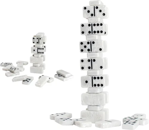Miniatura 4 de Juego de dominó para adultos, juego de dominó doble de 6, 28 fichas blancas marmoleadas jumbo, juego de dominó para adultos y niños, juegos de mesa