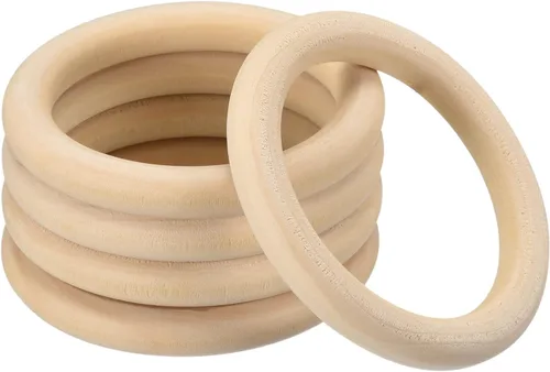 Miniatura 9 de uxcell 5 anillos de madera natural de 3.937 in (4 pulgadas), círculos de madera lisa sin terminar de 0.591 in de grosor para manualidades, tejer