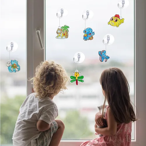 Miniatura 4 de Sratte 48 piezas de atrapasoles para ventana de arte, bricolaje, atrapasoles, manualidades para niños, animales, pintura artística de ventana