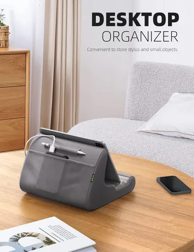 Miniatura 3 de Lamicall - Soporte de tableta con almohada, almohadilla suave para tablet para cama, soporte para teléfono de regazo con soporte para lápiz óptico