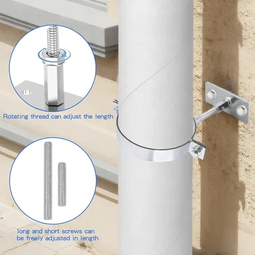 Miniatura 3 de 2 soportes de tubo ajustables resistentes de 4 pulgadas, colgador de tubo de anillo de acero galvanizado, abrazadera de soporte de tubo, correa