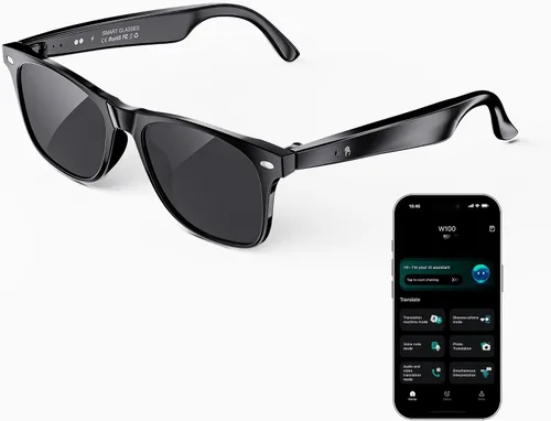 Miniatura 9 de Lentes inteligentes AI para mujeres y hombres, lentes de sol Bluetooth con GPT de chat y 164 idiomas, gafas de traducción con lente de cambio