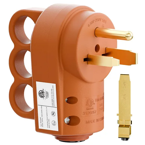 2-in-1 Nema 6-50P/6-30P Welder Plug, 30A/50A 250V Welder 3-Prong Male Plug, ETL Listed 30A Welder Plug, 50A 250V Orange