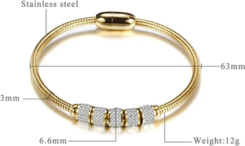 Miniatura 2 de Jude Jewelers - Pulsera de acero inoxidable con cadena de serpiente de circonia cúbica