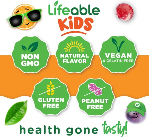 Miniatura 4 de Lifeable Complejo de vitamina B para niños con VIT C Gomitas de complejo B de gran sabor Complejo B vegano para niños Apoyo energético