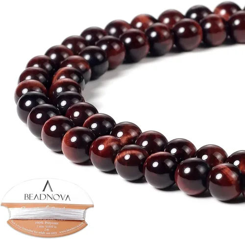 Miniatura 22 de Cuentas de ónix negro BEADNOVA con cuentas de cristal natural, piedras preciosas, redondas, sueltas, curativas de energía con cordón elástico de 01)