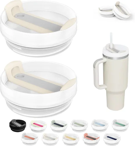 Miniatura 20 de Tapa de Vaso de 40 OZ Compatible con Stanley Quencher, Paquete de 2 Tapas de Vaso de Acero Inoxidable a Prueba de Derrames y Resistentes a