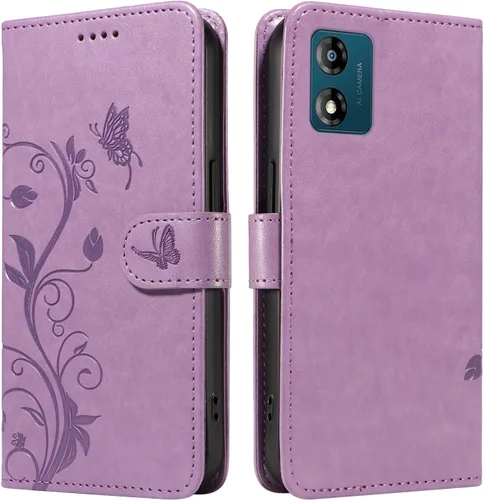 Miniatura 160 de Funda para Motorola Moto E22/E22i, piel sintética, con tarjetero y correa para la muñeca, a prueba de golpes, funda magnética para Motorola Moto Rojo