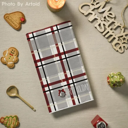 Miniatura 4 de Artoid Mode Toallas de Cocina y Paños de Cocina Navideños Negros y Rojos con Árbol de Navidad y Muñeco de Nieve, 18x26 Pulgadas, Toallas de Mano