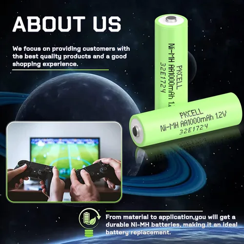 Miniatura 6 de PKCELL NiMH - Paquete de 6 baterías recargables AA, 1.2 V 1000 mAh de alta capacidad NiMH doble AA, batería de larga duración y precargada para 6