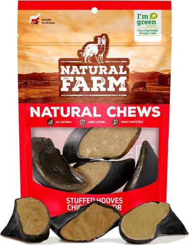 Miniatura 10 de Natural Farm Pezuñas de vaca rellenas con sabor a tocino y queso para perros (paquete de 4), golosinas de hueso de pezuña natural duraderas, mejores