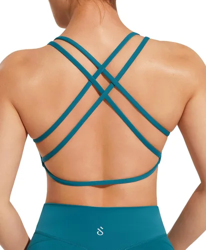 JOYSPELS Brasier deportivo de entrenamiento para mujer, tirantes cruzados en la espalda, tops cortos casuales con almohadillas extraíbles