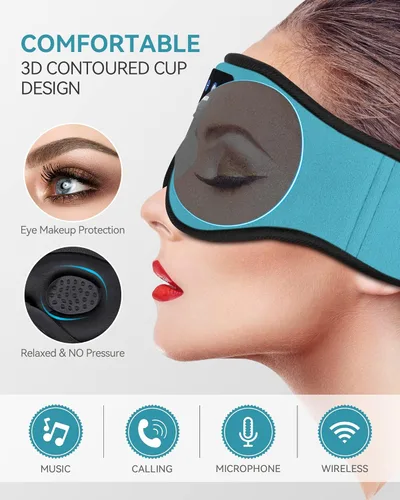 Miniatura 5 de MUSICOZY Auriculares para dormir Bluetooth 5.2, diadema transpirable, máscara para dormir, máscara inalámbrica para dormir de lado, hombres