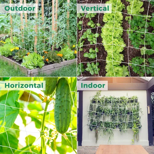 Miniatura 6 de Kikhope Red de enrejado, 3 paquetes de 5 x 15 pies, malla de poliéster resistente para plantas, red de malla cuadrada para plantas trepadoras