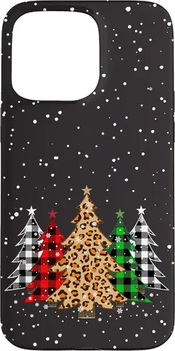 Miniatura 31 de Funda con diseño de árboles de Navidad con estampado de leopardo y cuadros para iPhone 16