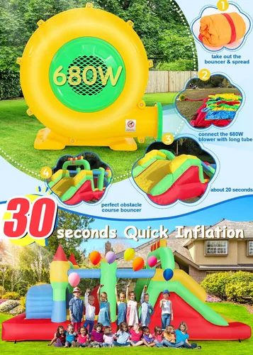 Miniatura 6 de Whubefy Carrera de obstáculos inflable gigante de 18 x 8.2 pies para niños grandes de 3 a 6 8 a 12 años con tobogán extragrande, túneles de arrastre