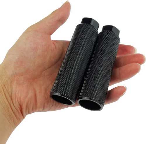 Miniatura 6 de 2 pares de reposapiés de aleación de aluminio para bicicleta de montaña, clavijas de acrobacias traseras, compatibles con ejes de 3/8 pulgadas Negro