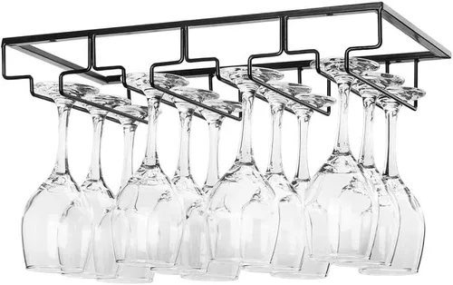 Miniatura 13 de FOMANSH Estante para Copas de Vino - Soporte para Copas de Vino debajo del Gabinete, Organizador de Metal para Copas de Vino y Vasos, Colgador