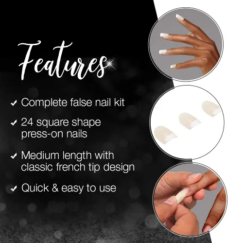 Miniatura 4 de Ardell Nail Addict - Juego de uñas artificiales, francés clásico