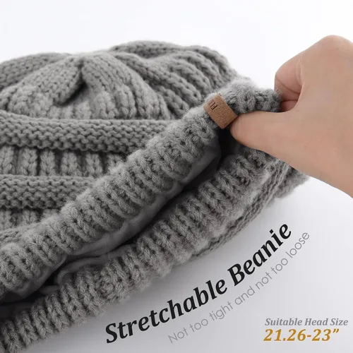 Miniatura 3 de FURTALK Gorros de invierno para mujer, con forro polar, gorro de punto holgado y cálido, gorro de esquí